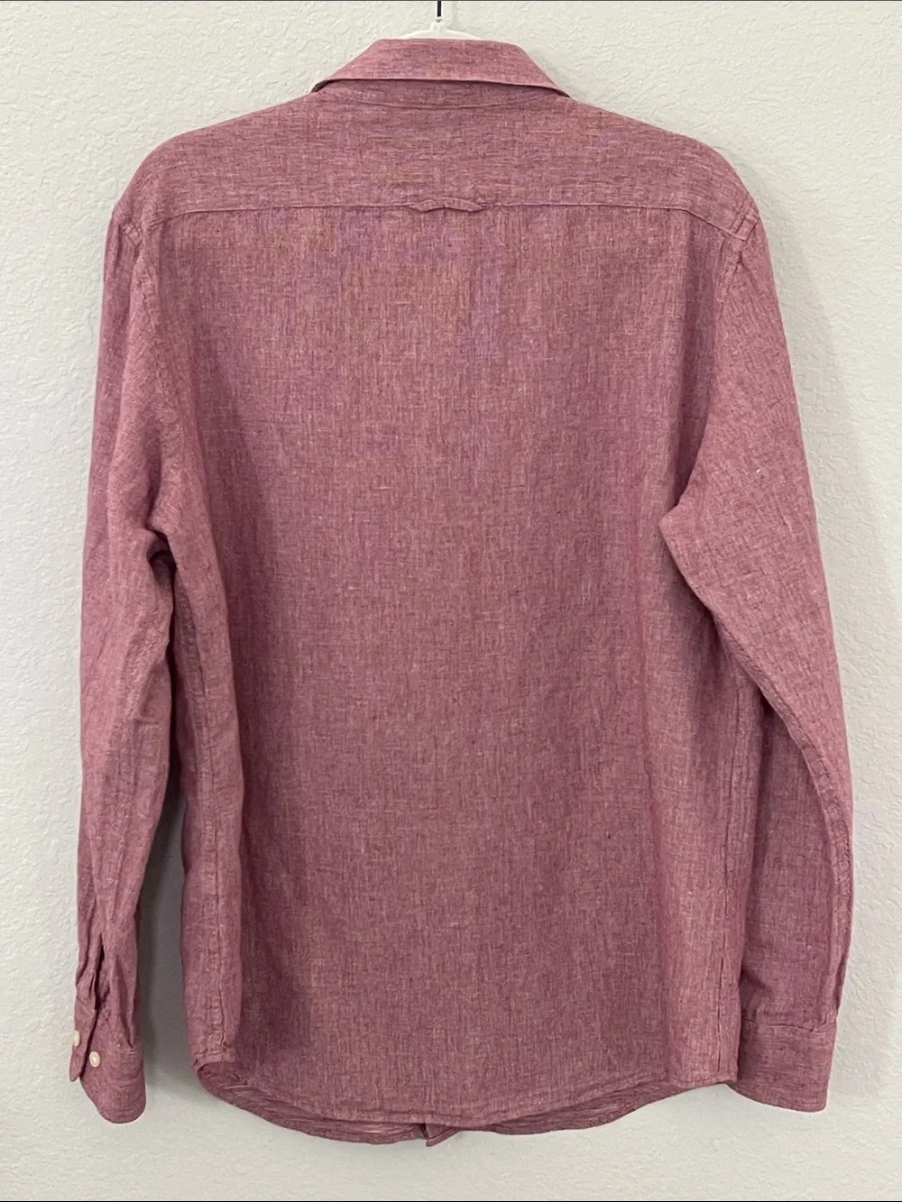 Banana Republic Linen Cotton Slim Fit Shirt Men’s L Burgundy Button Up